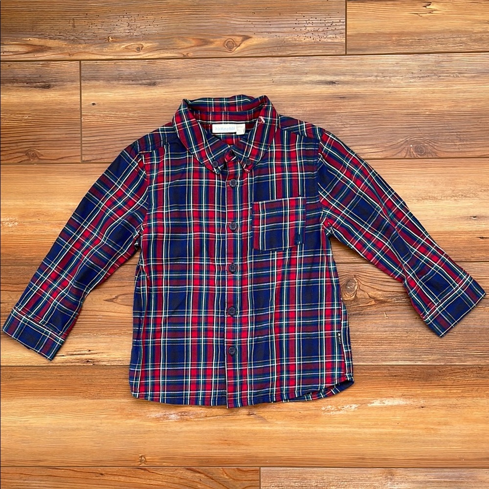 JoJo Maman Bebe Blue and Red Button Down Shirt